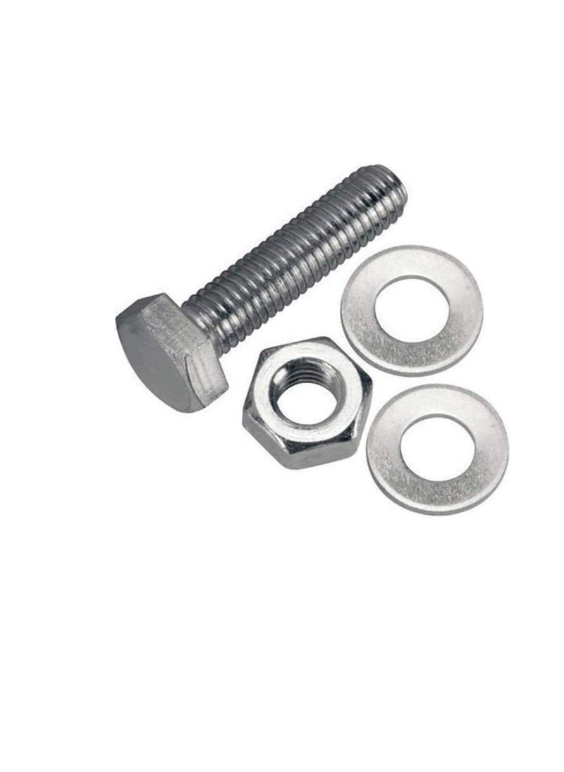 Generic 12 pcs Hex Head Screw Bolts Nuts & Washers Fully Thread GI Plain Finish Bolt Set. (20, 30MM)  - Image 1