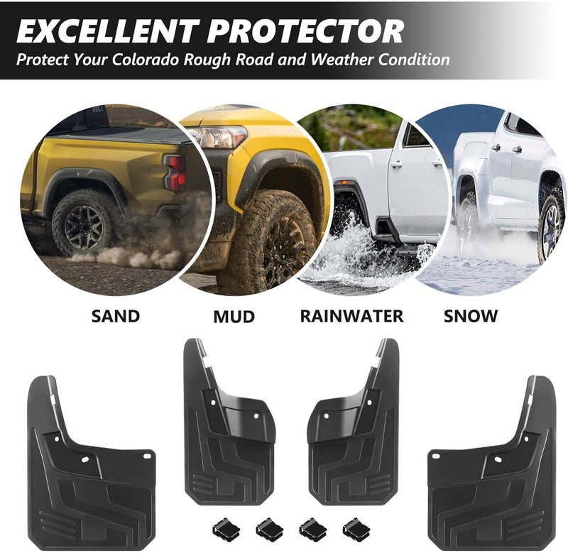 TECHPICCO Mud Flaps for Chevy Colorado Z71 WT LT 2023 2024 - 4pcs Fender Guards - Image 3
