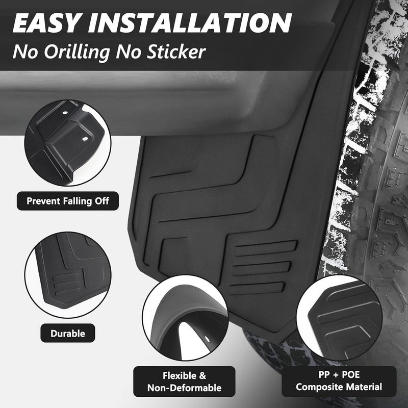TECHPICCO Mud Flaps for Chevy Colorado Z71 WT LT 2023 2024 - 4pcs Fender Guards - Image 5