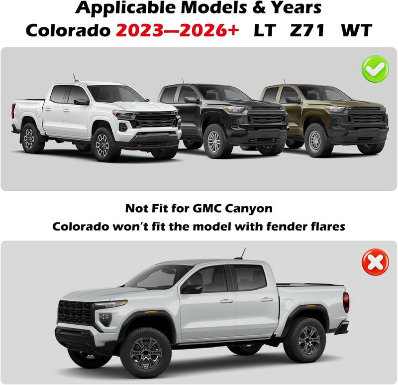 TECHPICCO Mud Flaps for Chevy Colorado Z71 WT LT 2023 2024 - 4pcs Fender Guards - Image 2