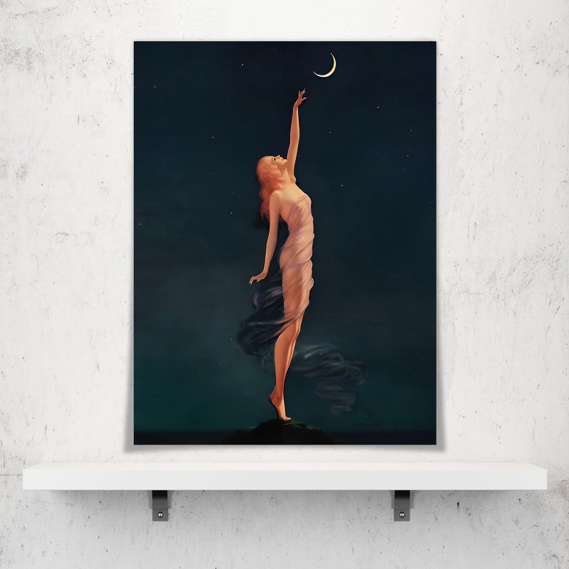 uoyien Vintage Gothic Wall Art Dark Academia Witchy Wall Decor Mid Century Modern Aesthetic Bedroom Wall Decor Retro Witch Moon Stars Wall Art Nouveau Prints Posters 12x16in Unframed - Image 2