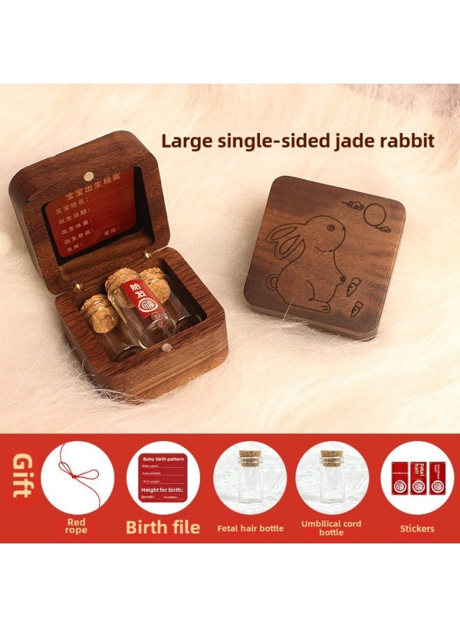 Umbilical Cord Collection Box Fetal Hair Souvenir Making Fetal Hair Preservation Bottle Baby Rabbit Navel Newborn Baby Storage-Specifications:Large-Walnut Square Box-Jade Rabbit-Fetal Hair Bottle Umbilical Cord Bottle  - Image 1