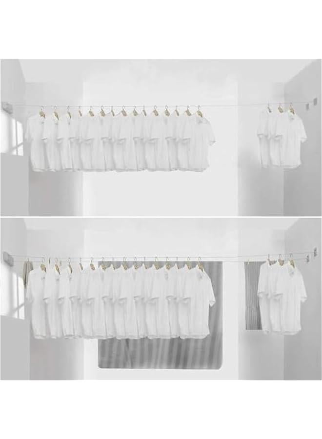 MIXDE Retractable Clothesline-Clothes Line Retracting Indoor-Clothes Drying Line-Double Retractable Clothes Lines for Hanging Clothes Outdoor with 13.8 Ft Steel Wire, Clothing Line - Image 5