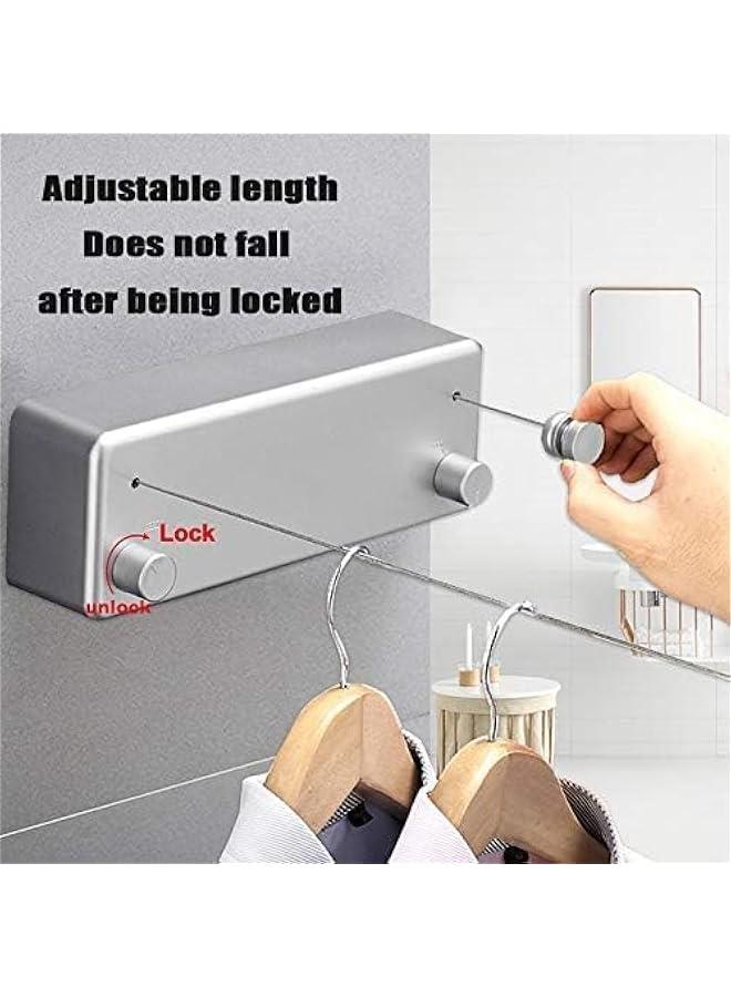 MIXDE Retractable Clothesline-Clothes Line Retracting Indoor-Clothes Drying Line-Double Retractable Clothes Lines for Hanging Clothes Outdoor with 13.8 Ft Steel Wire, Clothing Line - Image 4