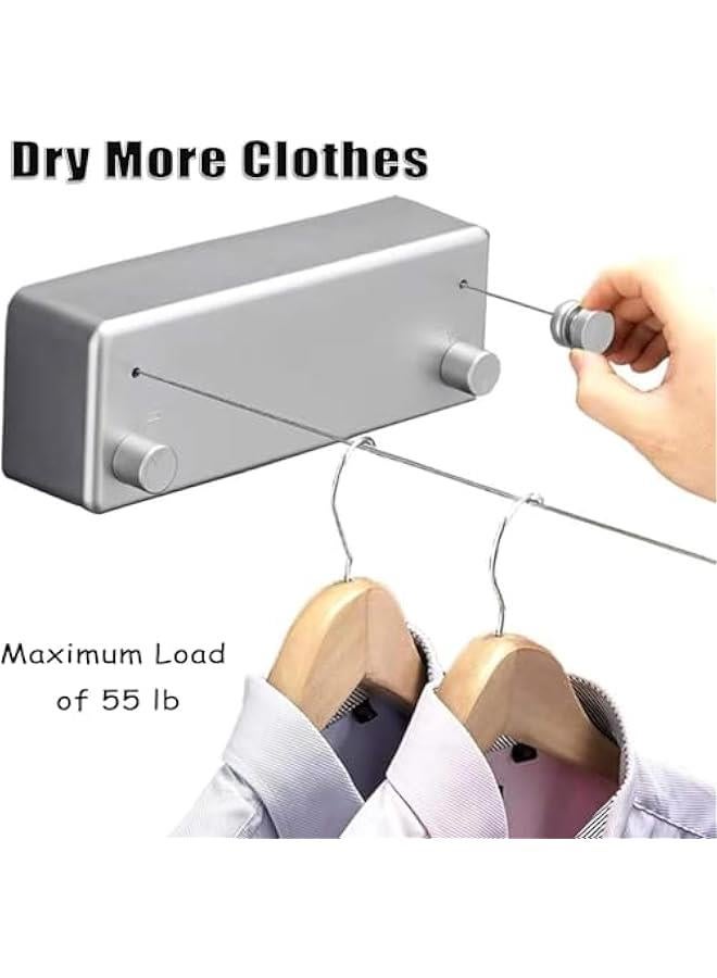 MIXDE Retractable Clothesline-Clothes Line Retracting Indoor-Clothes Drying Line-Double Retractable Clothes Lines for Hanging Clothes Outdoor with 13.8 Ft Steel Wire, Clothing Line - Image 3