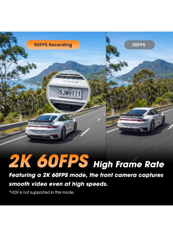 DDPAI Z60 2026 4K+1080P Dash Cam for Cars Front and Rear Dual HDR, 5G WiFi6, 2K/60FPS, 3" IPS, GPS, AI ISP Night Vision, 24H Parking Monitor, ADAS, G-Sensor, Max Support 512G - Image 4