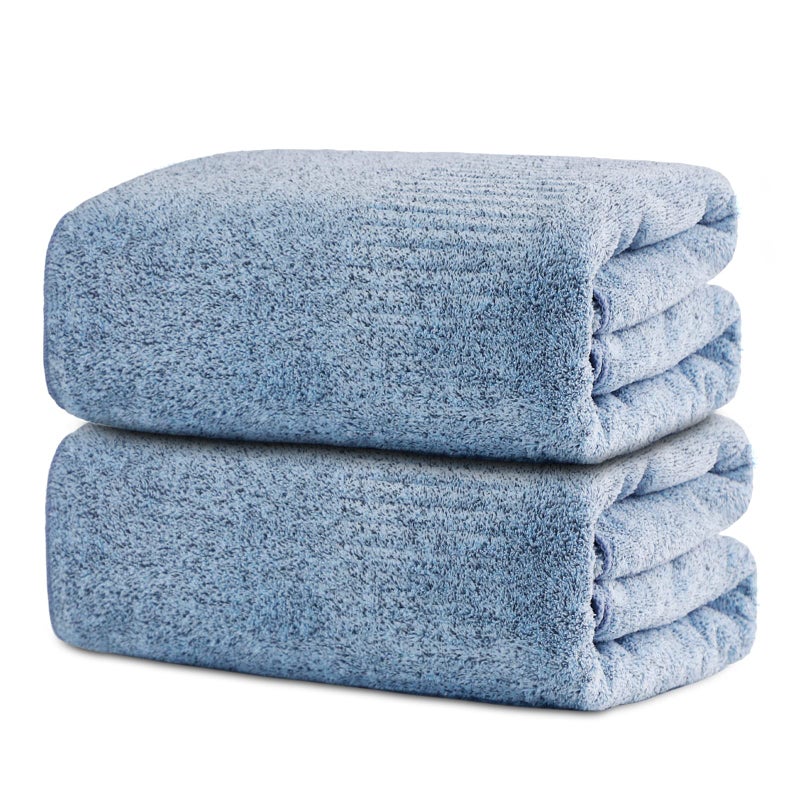 SEISSO Bath TowelsExtra Absorbent  Quick Drying Towels for BathroomFibre Large Bath TowelSuper Soft Multipurpose Use for FitnessSpaSports TowelsYoga Towel Light Blue 2 Piece Bath Sheet