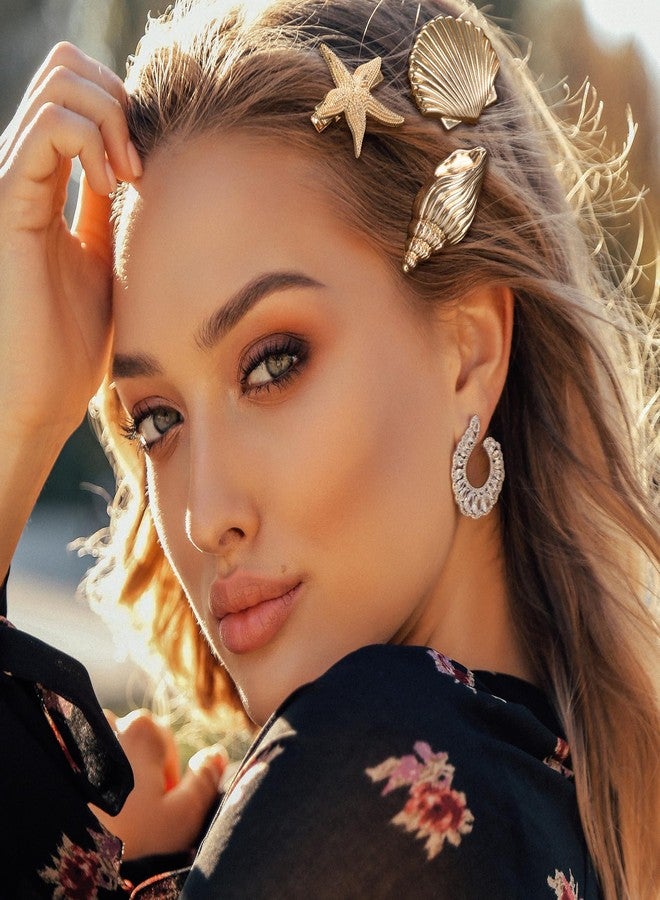 Winsyison مجموعة وينسيسون من 3 مشابك شعر على شكل نجم البحر للنساء، مشابك معدنية صغيرة غير قابلة للانزلاق، مشابك شعر صيفية على شكل نجم البحر وصدفة بحرية للشعر الكثيف والخفيف والناعم والمجعد والمستقيم والطويل والقصير - ذهبي - Image 5