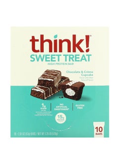 think! Think !, Sweet Treat, High Protein Bar,  Chocolate & Creme Cupcake, 10 Bars, 2.01 oz (57 g) Each  - Image 1