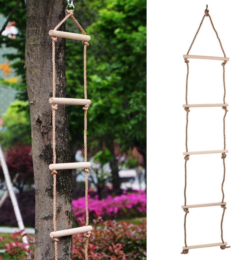 klarako Children Rope Ladder, Made of Wood Children Climbing Ladder, for Adults Outdoor Children Indoor - Image 1