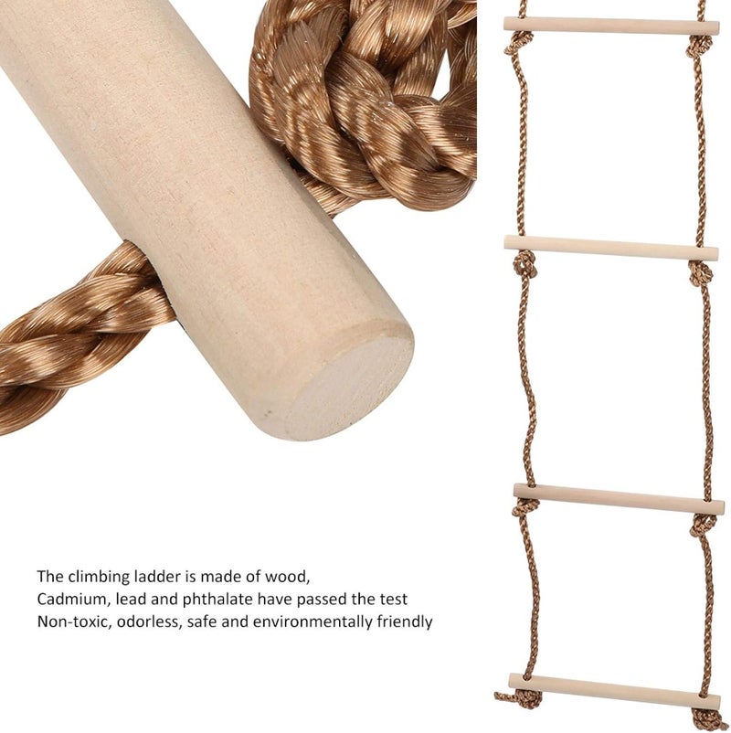 klarako Children Rope Ladder, Made of Wood Children Climbing Ladder, for Adults Outdoor Children Indoor - Image 4
