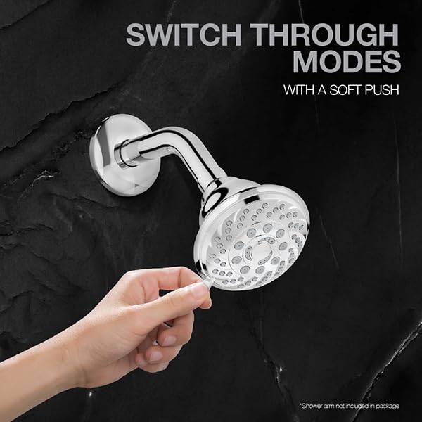 Kohler رأس دش كوهلر ميسيت ريندويت للحمام | دش علوي دائري متعدد الوظائف بخمسة رشات | دش حمام مثبت على الحائط مع وظيفة التوقف، تشطيب كروم، وجه رش بعرض 3.9 بوصة - Image 4