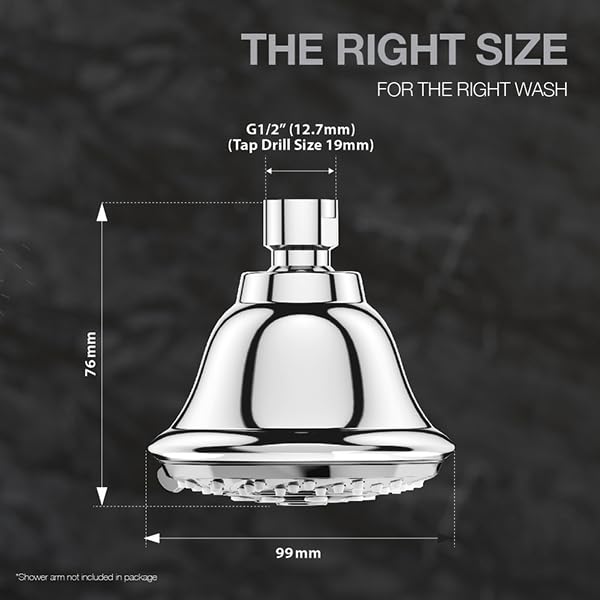 Kohler رأس دش كوهلر ميسيت ريندويت للحمام | دش علوي دائري متعدد الوظائف بخمسة رشات | دش حمام مثبت على الحائط مع وظيفة التوقف، تشطيب كروم، وجه رش بعرض 3.9 بوصة - Image 2