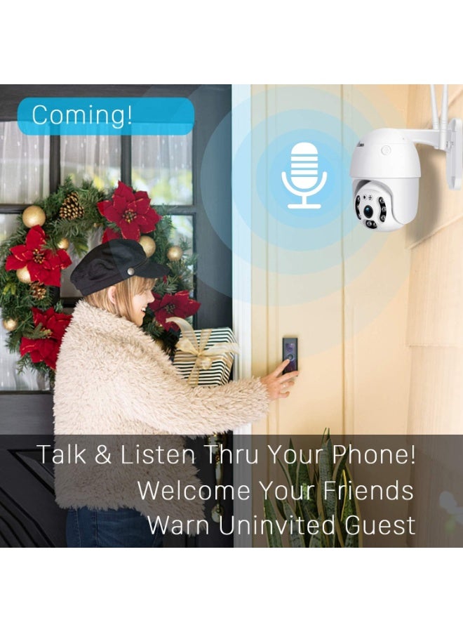 Outdoor WiFi Security Camera 1080P Pan Tilt Dome IP66, 360° View, Color Night Vision, Two-Way Audio - Image 4