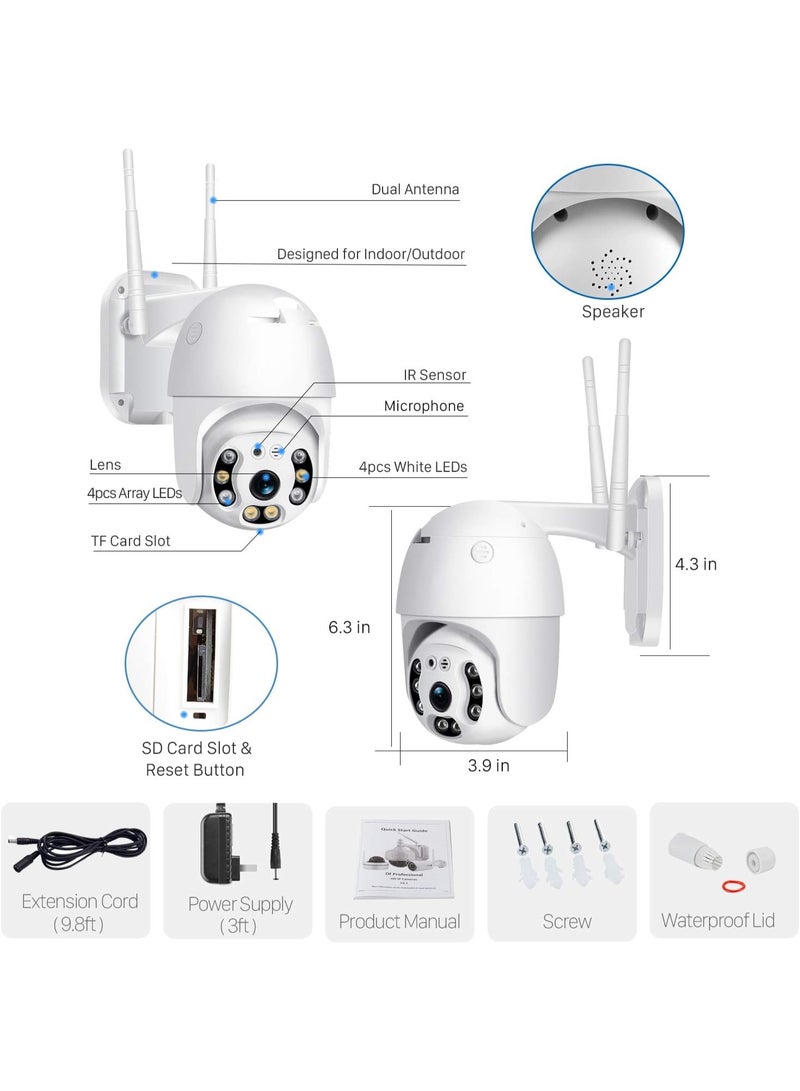Outdoor WiFi Security Camera 1080P Pan Tilt Dome IP66, 360° View, Color Night Vision, Two-Way Audio - Image 3