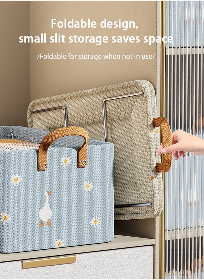 HOOPZOZA 4PCS Large Foldable Cloth Organizer Bedroom Clothes Storage and Organization Box Closet Storage Box with Carrying Handles Thickened Steel Frame Toy Organizer Box for Clothes Wardrobe Home Bedroom  - Image 4