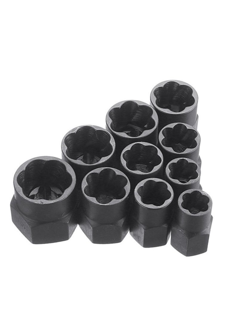 LSLANSOON 10 Pcs Impact Bolt & Nut Remover Set, Bolt Screw Extractor Set, Nut Remover Tool with Aluminium Storage Case for Removing Damaged Frozen Rusted Rounded-Off Bolts Nuts  - Image 3
