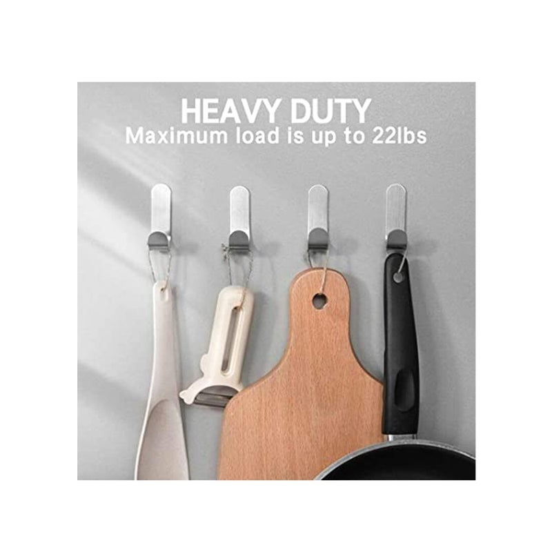 SOLARAE Adhesive Hooks, Wall Hooks 16 Pack Heavy Duty Stainless Steel Wall Hooks Adhesive for Hanging Jackets, Kitchenware, Bathrobes, Bath Towels, Coat, Bag, Party Light Strip - Image 2