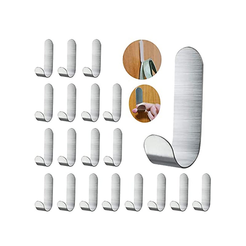 SOLARAE Adhesive Hooks, Wall Hooks 16 Pack Heavy Duty Stainless Steel Wall Hooks Adhesive for Hanging Jackets, Kitchenware, Bathrobes, Bath Towels, Coat, Bag, Party Light Strip - Image 1