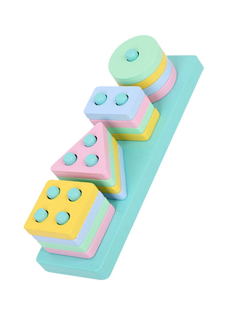 Wooden Shape Sorter Educational Toys Toddler Geometric Building Block Board Puzzle Color Recognition Stack Sort Toy Early Learning Preschool Toys for Baby Kids 1 2 3 Years Boy And Girl  - Image 2