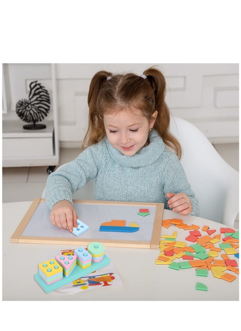 Wooden Shape Sorter Educational Toys Toddler Geometric Building Block Board Puzzle Color Recognition Stack Sort Toy Early Learning Preschool Toys for Baby Kids 1 2 3 Years Boy And Girl  - Image 5
