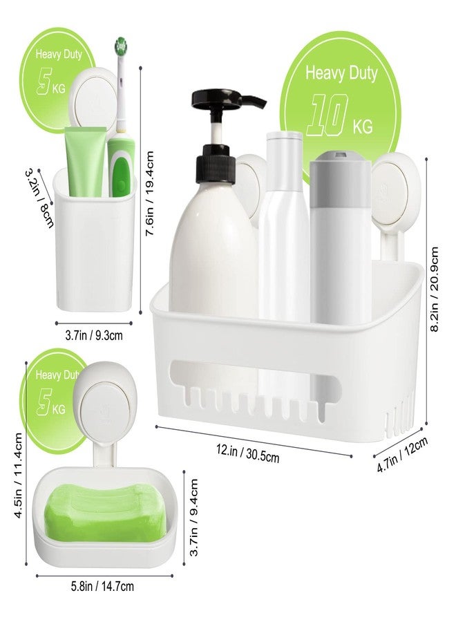 Uten Bathroom Suction Cup Shower Shelf 3-in-1 Wall Mounted Shower Basket Toothbrush Holder No Drill Hanging Rack Removable Shower Caddy Toilet Storage Rack Organizer - Image 4