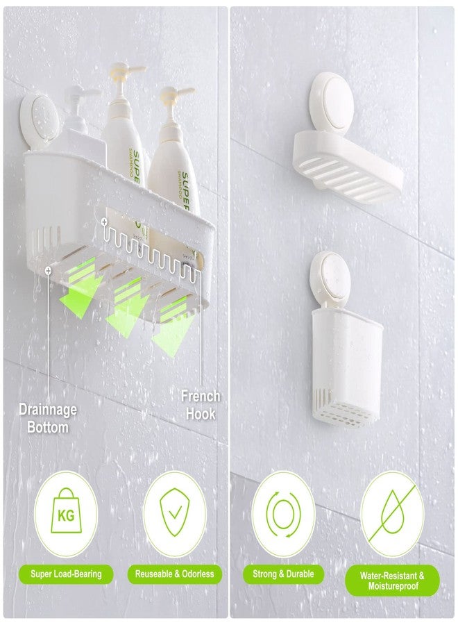 Uten Bathroom Suction Cup Shower Shelf 3-in-1 Wall Mounted Shower Basket Toothbrush Holder No Drill Hanging Rack Removable Shower Caddy Toilet Storage Rack Organizer - Image 5