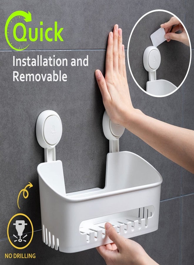 Uten Bathroom Suction Cup Shower Shelf 3-in-1 Wall Mounted Shower Basket Toothbrush Holder No Drill Hanging Rack Removable Shower Caddy Toilet Storage Rack Organizer - Image 2