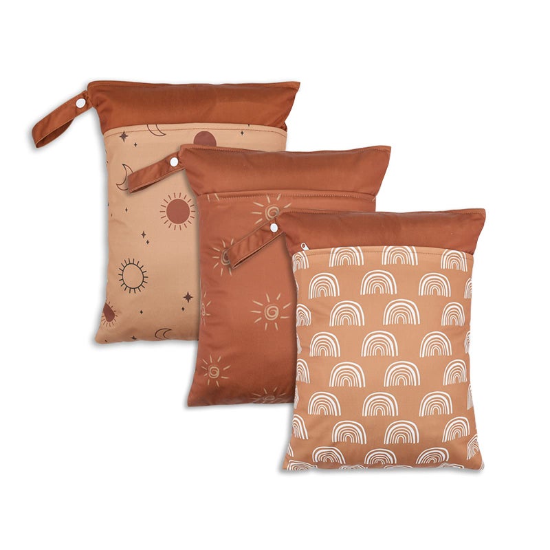 Smarbore 3 Pack Wet Dry Bags for Baby DiapersBreast Pump Parts Waterproof Reusable Wet Bag with Two Zippered Pockets Handle Beach Pool Gym Bag Stroller Yoga Toiletries Daycare Organizer 118 x 157 - Image 2
