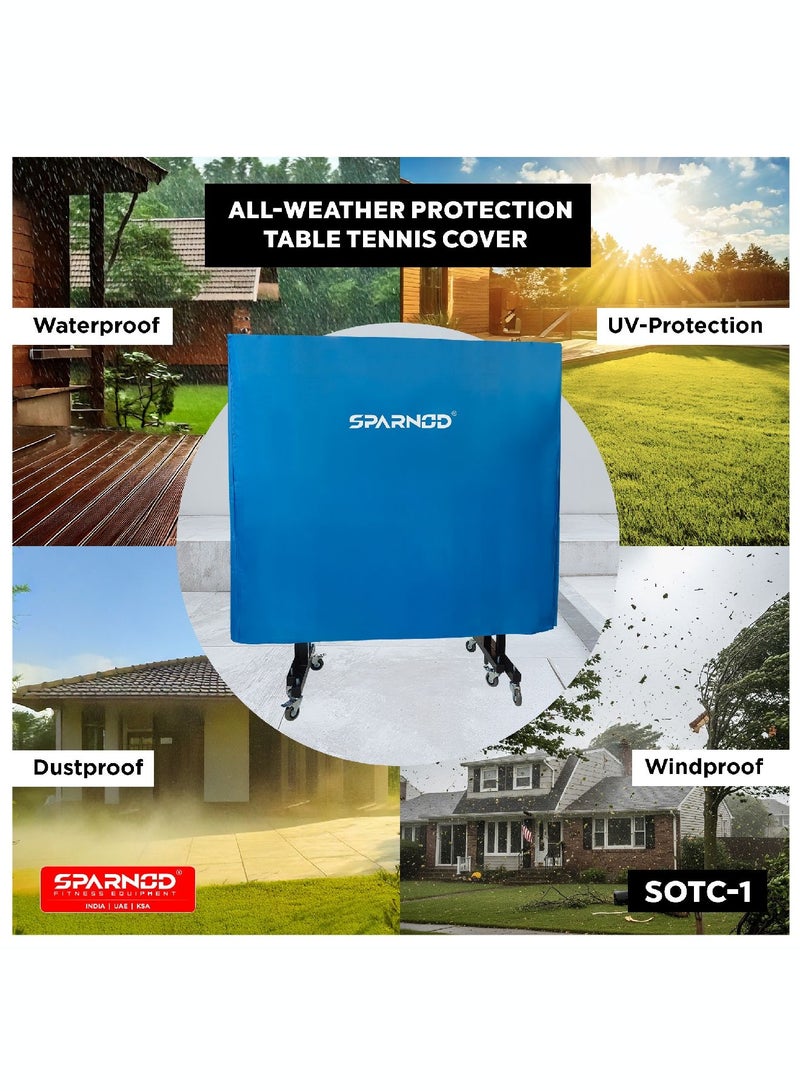 Sparnod Fitness SOTC-1 Table Tennis Table Cover – All-Weather Polyester Foldable Cover (160x85x20 cm) UV-Blocking, Tear-Resistant, Dustproof, Windproof & Waterproof - Image 2