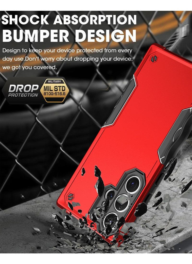 Generic - Compatible with Samsung Galaxy S23 Ultra Anti Scratch Protective Shell Device Case,Grade Shockproof Heavy Duty Protective Phone Case Non Slip Soft Back Cover Protector Red - Image 1