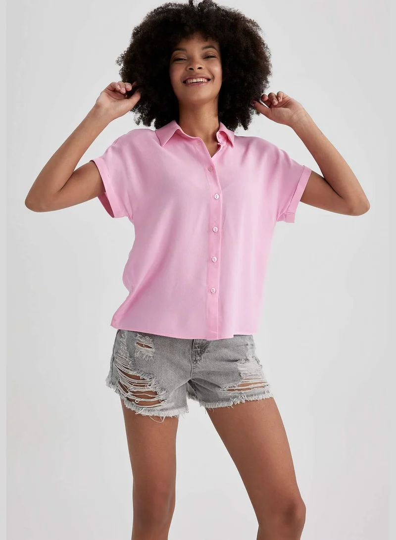 DeFacto Short Sleeve Regular Fit Shirt Neck Top