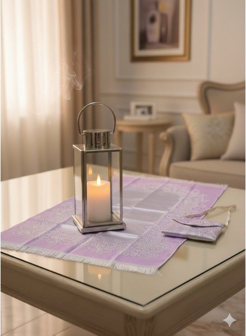 سجادة صلاة فاخرة مع حقيبة حمل مطابقة، بتصميم زخرفي كلاسيكي ناعم - طقم صلاة للسفر والهدايا متعدد الاشكال والالوان - Image 2