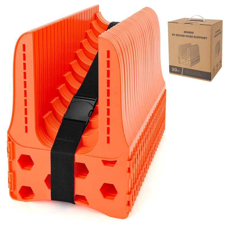 Kohree RV Sewer Hose Support 20FT Bright Orange HeavyDuty RV Sewer Support with Adjustable Design for Campers Easy to Set Up Help Dumping Quickly and Securely Comes with Carrying Strap - Image 2
