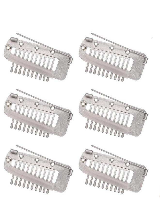 SIMAR ART Hair Extension Snap Clips Invisible Strong Wig Combs to Secure Wig No Sew Chunni Grip Dupatta Clips Hijab Indian Costume, With Rubber Snap to Easy Operate (Silver) - Image 1