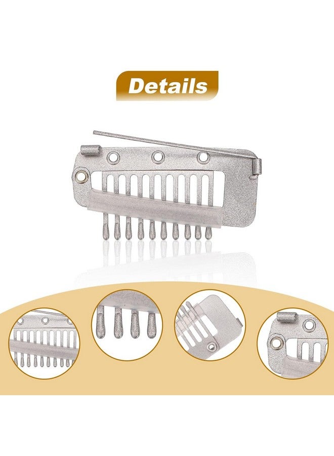 SIMAR ART Hair Extension Snap Clips Invisible Strong Wig Combs to Secure Wig No Sew Chunni Grip Dupatta Clips Hijab Indian Costume, With Rubber Snap to Easy Operate (Silver) - Image 2
