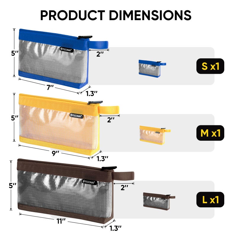 TICONN Tool Pouch, 1680D Oxford Small Tool Bag, Tool Pouches with Zipper, Clear Utility Bag Zipper Pouch for Tool Organizers and Storage (3PK Combo) - Image 4