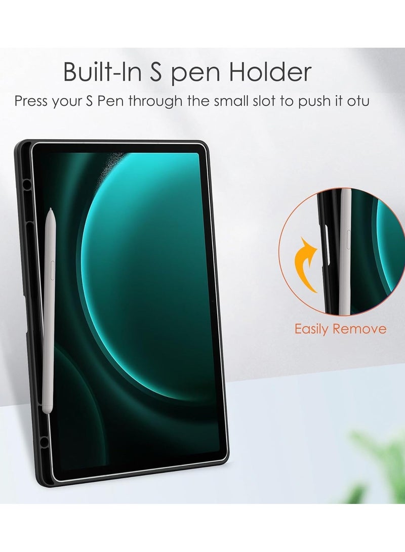 عام حالة رفيعة هجينة متوافقة مع سامسونج غالاكسي تاب S10 Plus/S10+ بحجم 12.4 بوصة لعام 2024 مع حامل قلم، غطاء صدمات ضد الصدمات مع غطاء خلفي شفاف واضح، وظيفة استيقاظ/نوم تلقائي - Image 5