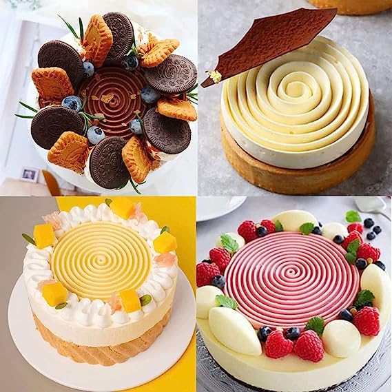 MoldBerry Silicone Cake Mould Spiral Design Round Ring Silicone Mould Insert Decor Mousse Cake Decorating Chocolate Ice Cream Baking Pan Dessert Cake Mould White - Image 3