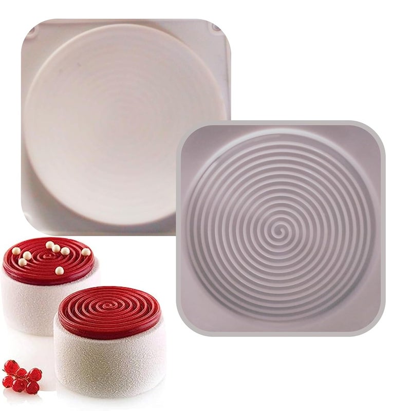 MoldBerry Silicone Cake Mould Spiral Design Round Ring Silicone Mould Insert Decor Mousse Cake Decorating Chocolate Ice Cream Baking Pan Dessert Cake Mould White - Image 1