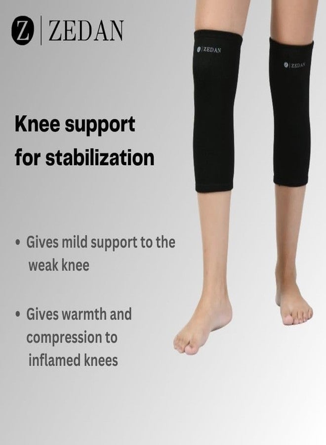 ZEDAN Knee Support Cap Brace/Sleeves Pair For Sports, Pain Relief | For Exercise, Gym, Running, Cycling | For Knee Pain, Knee Pad, Knee Guard, Knee Band, Knee Belt | For Men & Women (Black, S) - Image 3