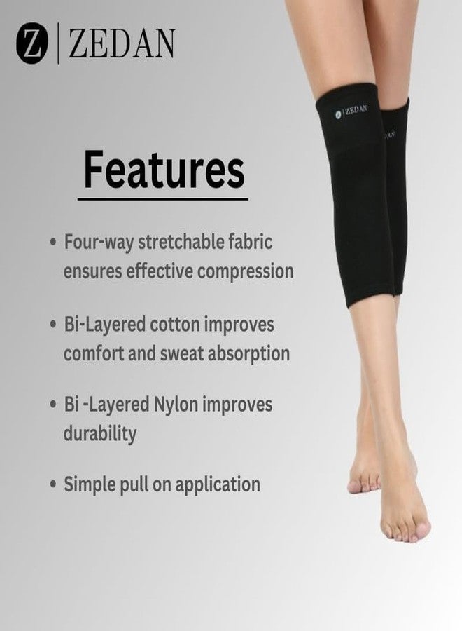 ZEDAN Knee Support Cap Brace/Sleeves Pair For Sports, Pain Relief | For Exercise, Gym, Running, Cycling | For Knee Pain, Knee Pad, Knee Guard, Knee Band, Knee Belt | For Men & Women (Black, S) - Image 4