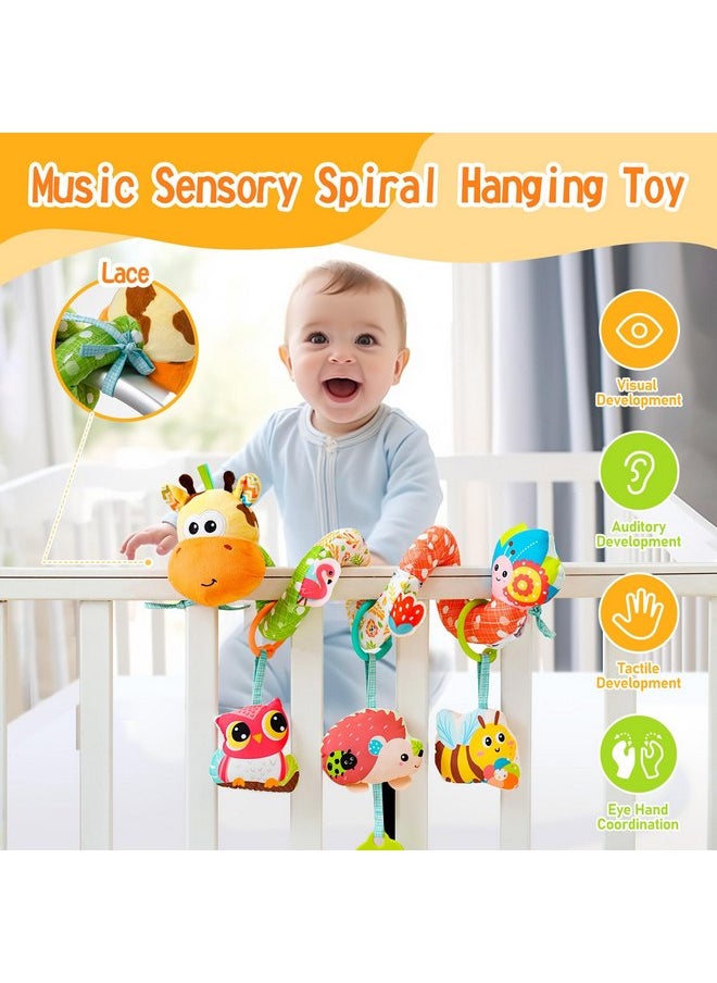 جولي بيبي ألعاب مقعد السيارة وعربة الأطفال من Jollybaby للأطفال من سن 0-3-6-9-12 شهرًا، ألعاب حسية معلقة لوقت الاستلقاء على البطن للأطفال حديثي الولادة مع صندوق موسيقى وعضاضة، لعبة مقعد السيارة الحلزونية للرضع الأولاد والبنات (أصفر)  - Image 2