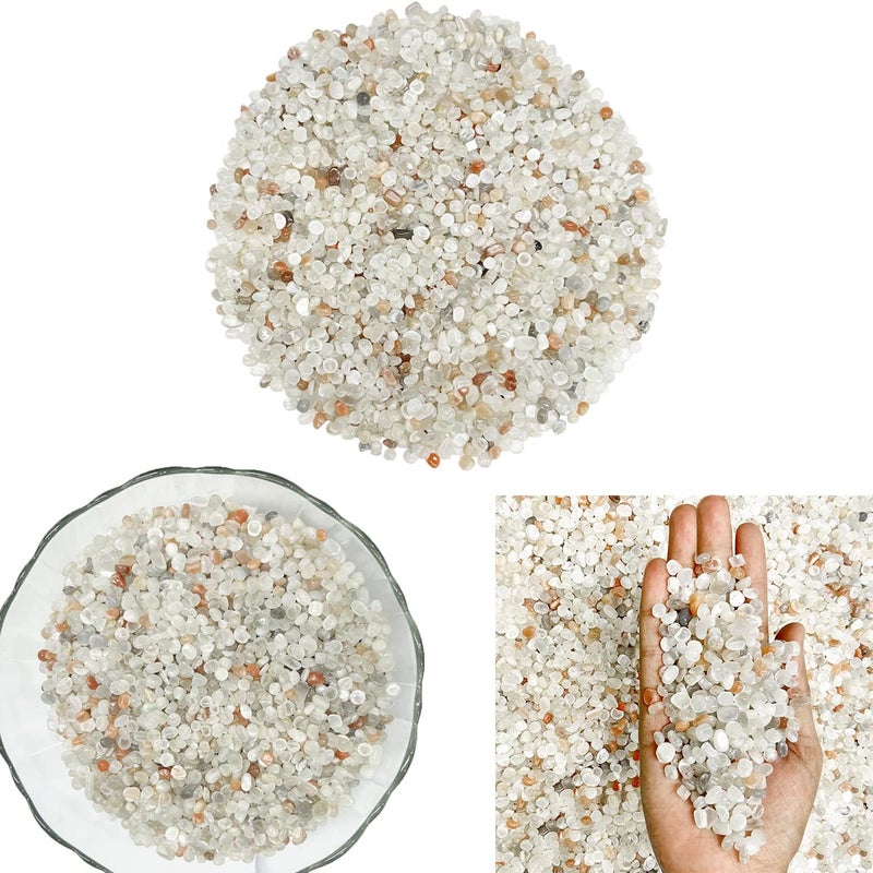 Shubhanjali Shubhanjali Reiki Healing Multi Moonstone Crystal Chips for Vastu 100 Gm Natural Gemstone Chips Stone for Home Decor Items Flower Pot Aquarium Fish Tank Jewellery Making  - Image 2