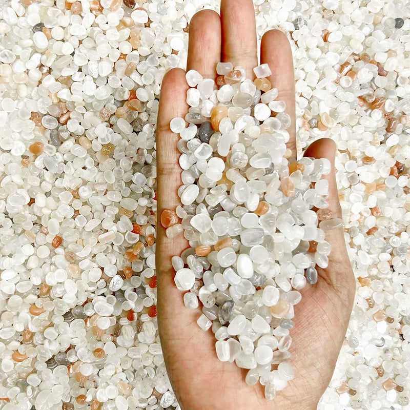 Shubhanjali Shubhanjali Reiki Healing Multi Moonstone Crystal Chips for Vastu 100 Gm Natural Gemstone Chips Stone for Home Decor Items Flower Pot Aquarium Fish Tank Jewellery Making  - Image 3