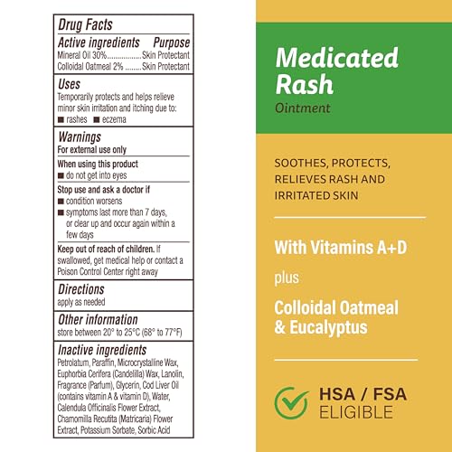 A + D A+D Medicated Rash Ointment 1.5 oz– Relieves Rash & Skin Irritated Skin from Poison Ivy, Eczema, Beard Rash, Bikini Rash, Dry Skin, Chapped Skin, bug bites. Made with Colloidal Oatmeal - Image 2