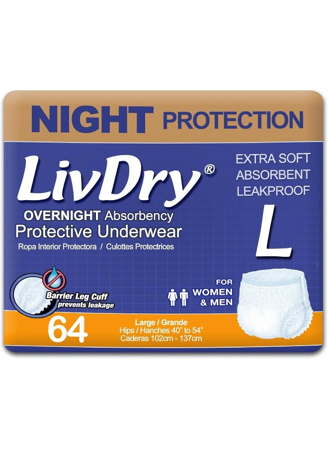 LIVDRY LivDry Overnight Protective Underwear Large size Count: 64  - Image 1