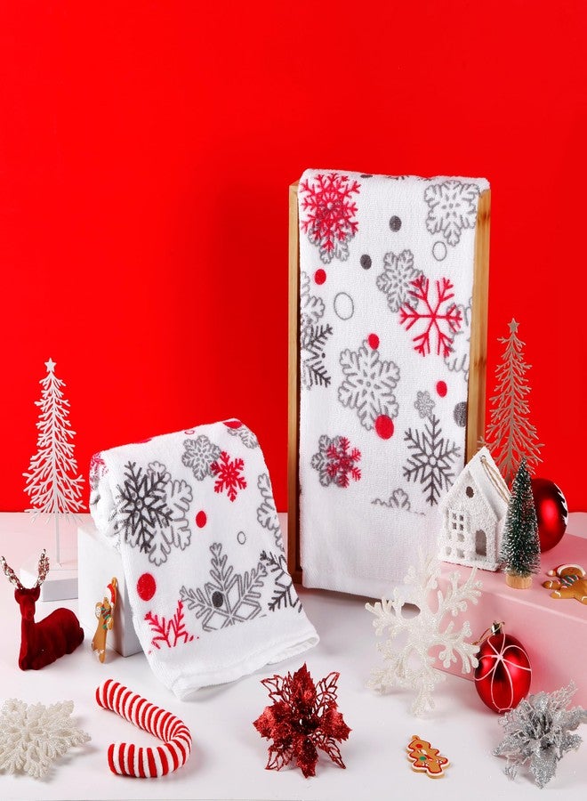 Quera 2 Pack Christmas Hand Towels, Winter Christmas Snowflake 100% Cotton Bathroom Decorative Towels Set for Drying, Cleaning, Cooking, Holiday 13.7'' x 29.5'' - Image 3