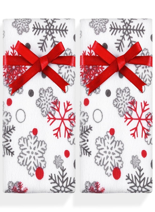 Quera 2 Pack Christmas Hand Towels, Winter Christmas Snowflake 100% Cotton Bathroom Decorative Towels Set for Drying, Cleaning, Cooking, Holiday 13.7'' x 29.5'' - Image 1