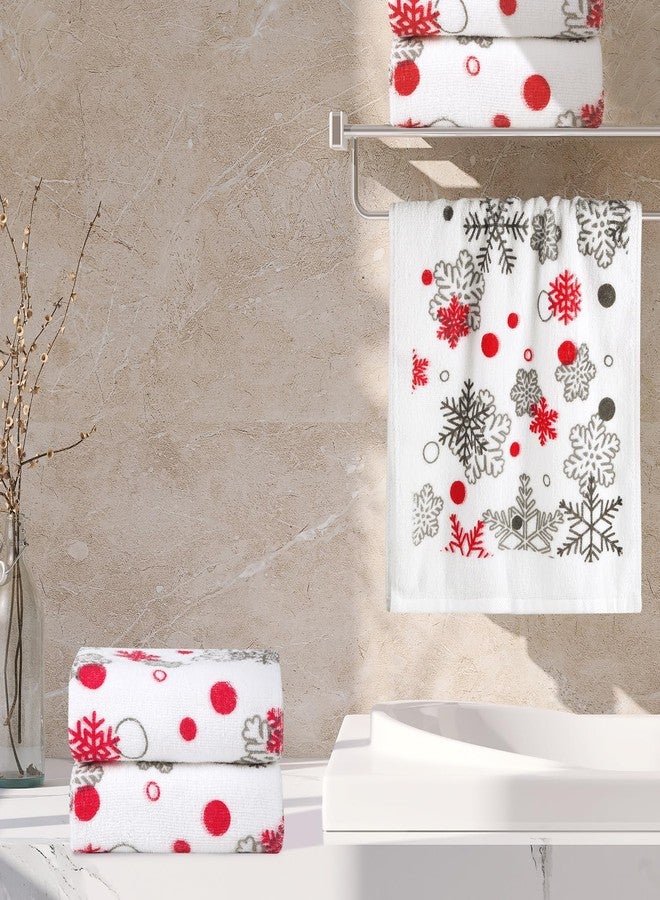 Quera 2 Pack Christmas Hand Towels, Winter Christmas Snowflake 100% Cotton Bathroom Decorative Towels Set for Drying, Cleaning, Cooking, Holiday 13.7'' x 29.5'' - Image 4